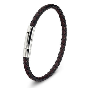 Stainless Steel Chain Genuine Leather Bracelet