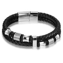 Load image into Gallery viewer, Leather Stainless Steel Bracelet