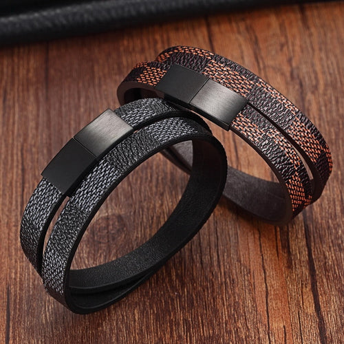 Steel Magnetic Genuine Leather Bracelet