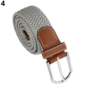 Fashion Braided Elastic Stretch Metal Buckle Belt