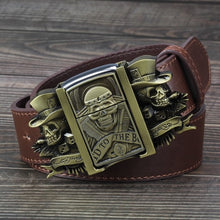 Load image into Gallery viewer, Golden Skull Novelty Cigarette Lighter Belt