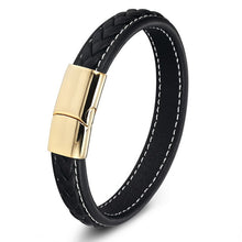Load image into Gallery viewer, Genuine Leather Stainless Steel Magnetic Buckle Men Leather Bracelet