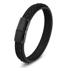 Load image into Gallery viewer, Genuine Leather Stainless Steel Magnetic Buckle Men Leather Bracelet