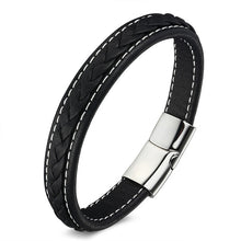 Load image into Gallery viewer, Genuine Leather Stainless Steel Magnetic Buckle Men Leather Bracelet