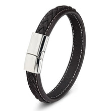 Load image into Gallery viewer, Genuine Leather Stainless Steel Magnetic Buckle Men Leather Bracelet