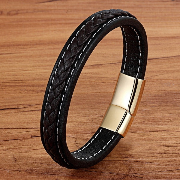 Cross Braided Design Leather Bracelet