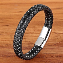 Load image into Gallery viewer, Blue Braided Leather Bracelet
