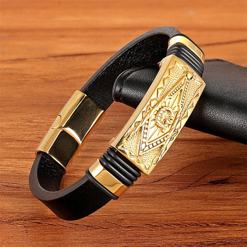 Genuine Leather Bracelet Gold Color Easy Hook