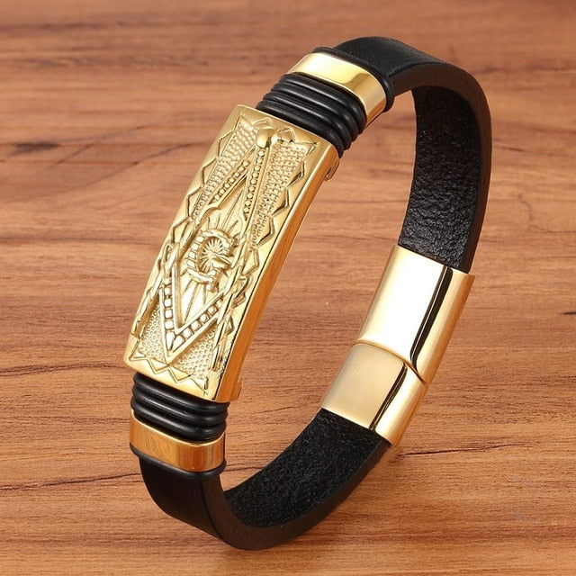 Genuine Leather Bracelet Gold Color Easy Hook