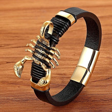 Load image into Gallery viewer, Genuine Leather Bracelet Gold Color Easy Hook